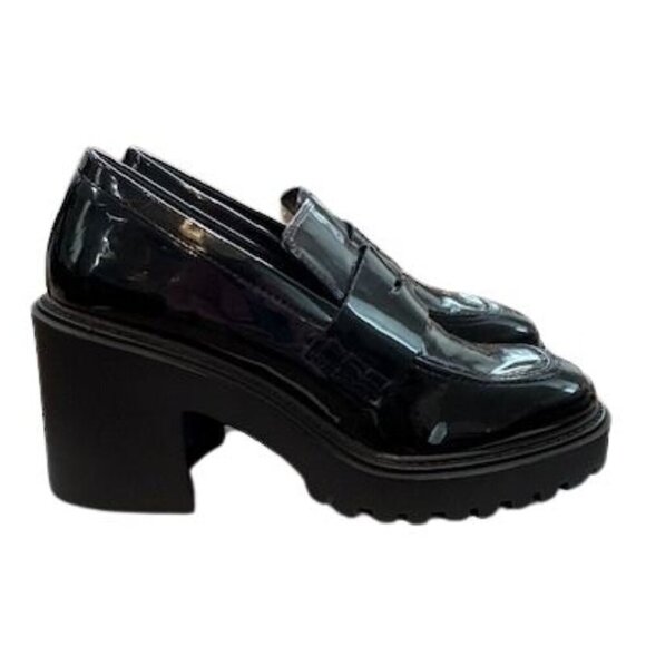 Bloomingdale’s Aqua “Beka” Patent Round Toe Loafer Heels in Black – SZ 10M - Picture 1 of 8